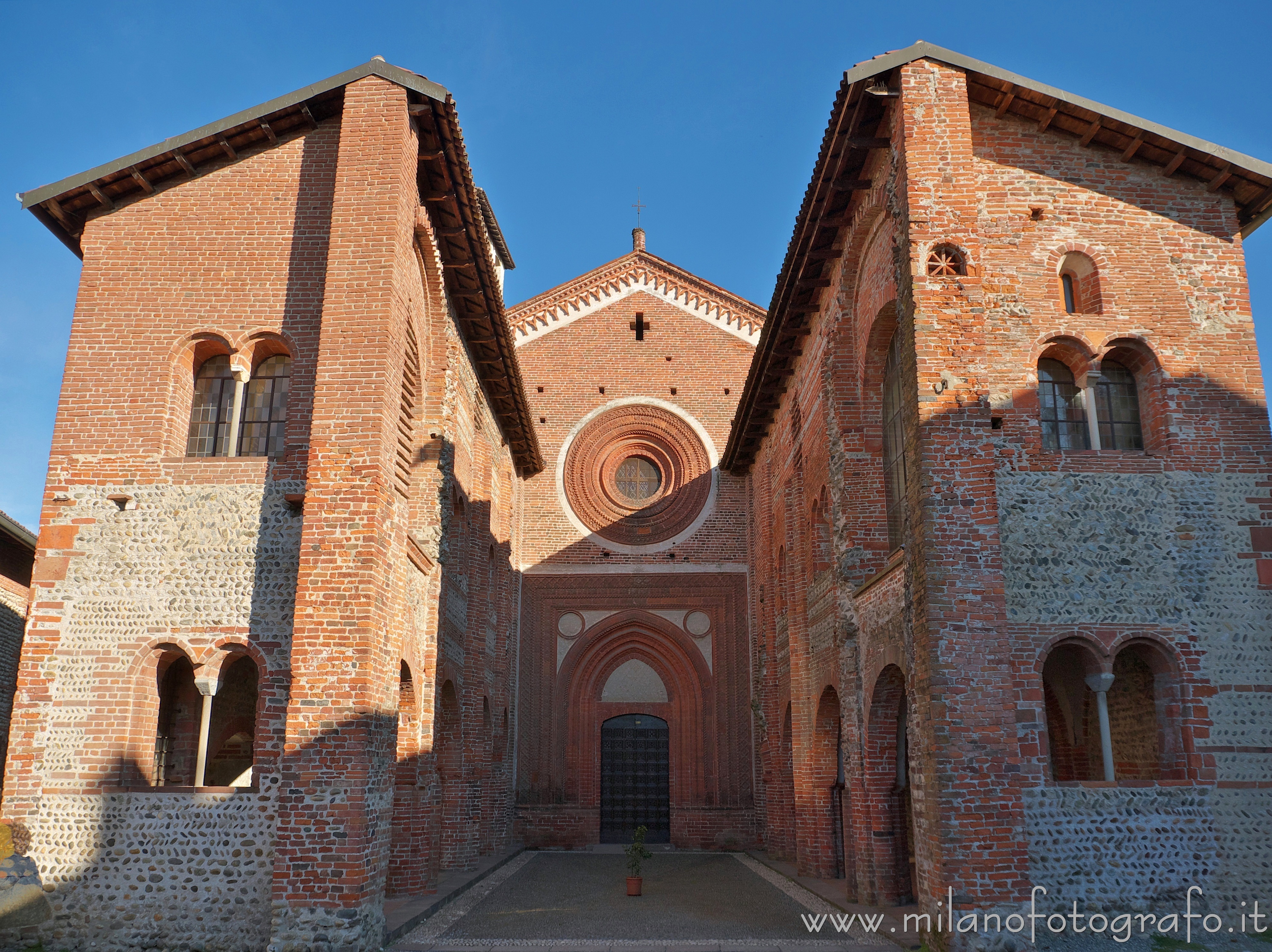 San Nazzaro Sesia (Novara, Italy) - Facade of the church of the Abbey of Saints Nazario and Celso